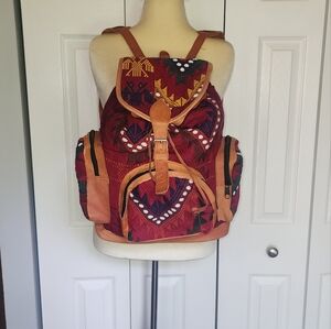 Boho Backpack Red Multi Color
